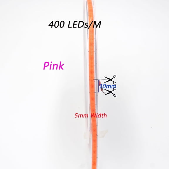 PYAN-Pink COB LED Strip Light,12V 400LEDs/m RA>90 High CRI LED Tape Light,Cuttable Flexible,16.4FT 2000LEDs IP30 COB LED Light for Indoor House Bedroom Decor (Pink)