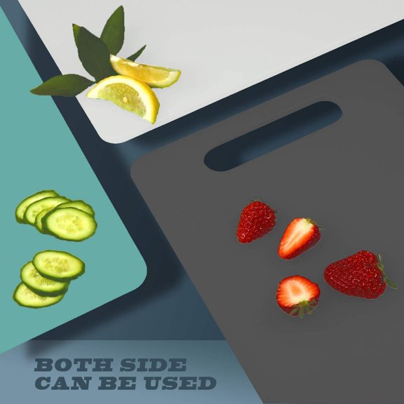 PYAN-Plastic Utility Cutting Board with Handles, Food Safe PP Material, BPA Free, Dishwasher Safe, Thick Chopping Board, Large Size, Easy Grip Handle, for Kitchen (Gray), 15.5" X 10"