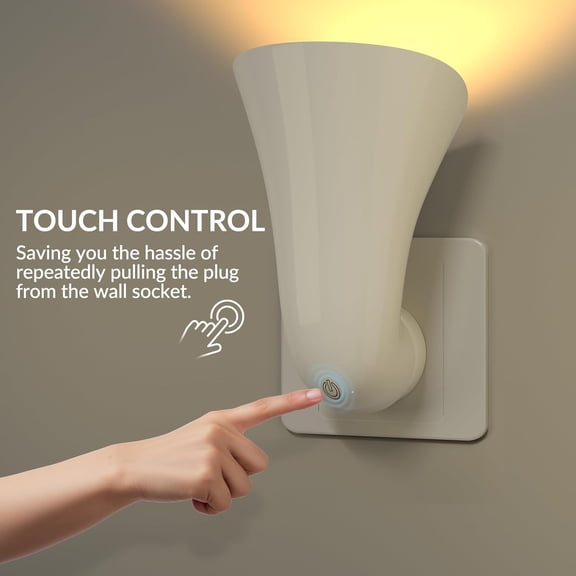 PYAN-Plug in GU10 Wall Uplighter Lamp with Touch Control, 360 Rotatable Plugin Wall Wash GU10 Spotlight for Indoor Lighting, Indirect Lighting Inside, 5W Warm White 3000K LED Bulb Included