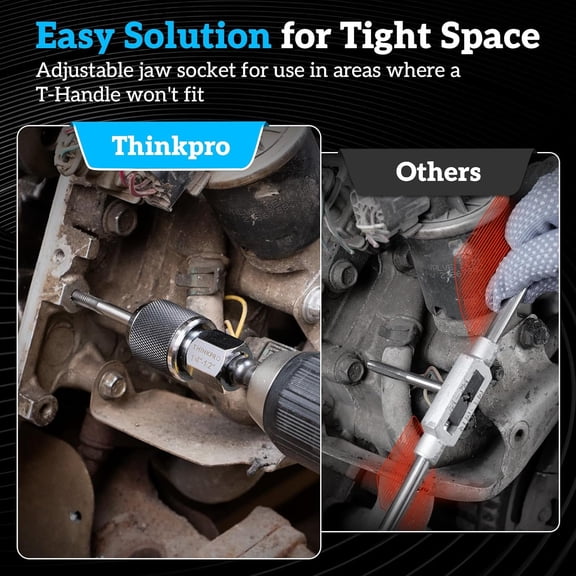 PYAN-Ratcheting Tap Socket Set 2pcs with Adjustable Jaws, Hex Drive & 3/8" Drive Dual Drive, Tap Holder for Tight Spaces, Compatible with Taps, Reamers, Screw Extractors (#6-1/2"),Cr-Mo Steel