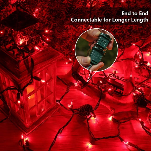 PYAN-Red Christmas String Lights, 69.6ft 300 Count Incandescent Christmas Lights, 120V UL Certified Connectable Mini Light String for Indoor Outdoor Xmas Tree Garden Patio Decor
