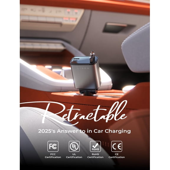 PYAN-Retractable Car Charger, Gifts for Him Her, Cars Adapter USB C Fast Charger, Car Accessories Gadgets for Men Women Travel Essentials Gifts for iPhone 17 16 15 14 13 12 Pro Max, Samsung S26 S25