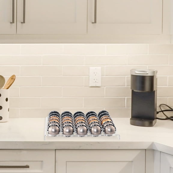 PYAN-SUMERFLOS Coffee Capsule Storage Tray, Drawer Insert Organizer Holds 30 Pods Compatible with Nespresso Vertuoline Capsules Drawer of Kitchen, Home