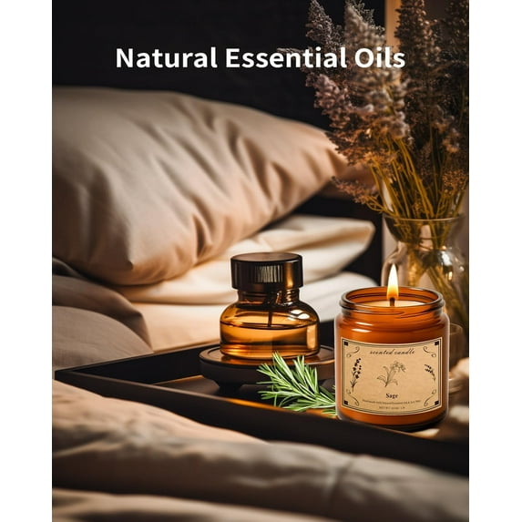 PYAN-Sage Candles for Cleansing, 16oz Large Jar White Scented Candle, Over 100 Hours of Burn Time, Ideal for Home Decor and Gift