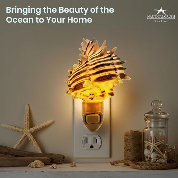 PYAN-Seashell Night Light Black Murex Nautical NightLight Shell Light for Bathroom Sea Shell Lamp Seashell Lamp Plug Into Wall