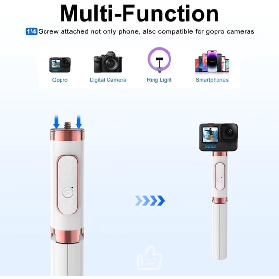 PYAN-Selfie Stick Phone Tripod for with Remote Selfie Stick Tripod for iPhone & Android,Portable Aluminum Alloy 3 in 1 Stand for Group Photos with 1/4" Screw for Gopro Cam, Vlog/Travel/Photography