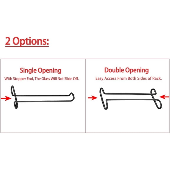 PYAN-Set of 4 Cabinet Stemware Rack 10 Inch Under Shelf Wine Glass Holder Storage Hanger Organizer for Kitchen and Bar (Black)