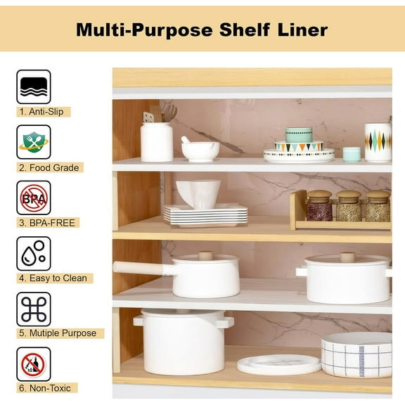 PYAN-Shelf Liners, 11.8 Inches x 40 FEET Non-Slip Kitchen Cabinet Liner, Washable Oil-Proof Non-Adhesive Contact Paper for Drawer, Cabinet, Shelves, Cupboard, Refrigerator, Storage, Desks, Countertop