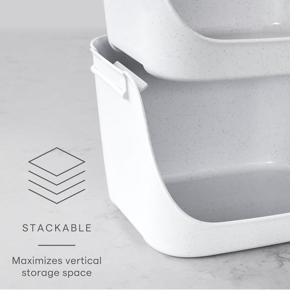 PYAN-ShelfBin Stacking Pantry Bins, 2-Pack, Stackable Storage Basket Organizers for Kitchen and Cabinet Organization