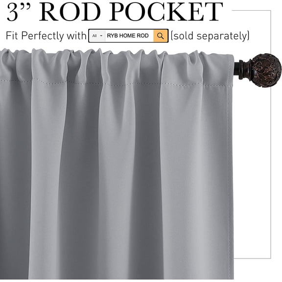 PYAN-Short Silver Grey Blackout Curtains for Small Bedroom Window, Insulating UV Blocking Drapes for Kitchen Cafe Basement, Privacy Tiers for Bathroom Window, Width 42 by Length 36, Set of 2