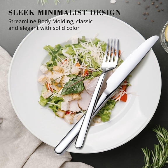 PYAN-Silverware Set, 5 Piece Flatware Cutlery Set for 1, 18/10 Stainless Steel Silverware Mirror Polished Dishwasher Safe for Home, Restaurant, Wedding, Party(Silver, 5 pieces for 1)