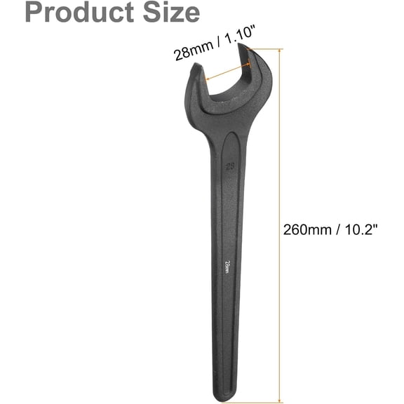 PYAN-Single Open Ended Spanner Wrench, 28mm, Thicken CR-V Steel Open End Wrench Tool for for Automotive Repair and Furniture Assembly, Black
