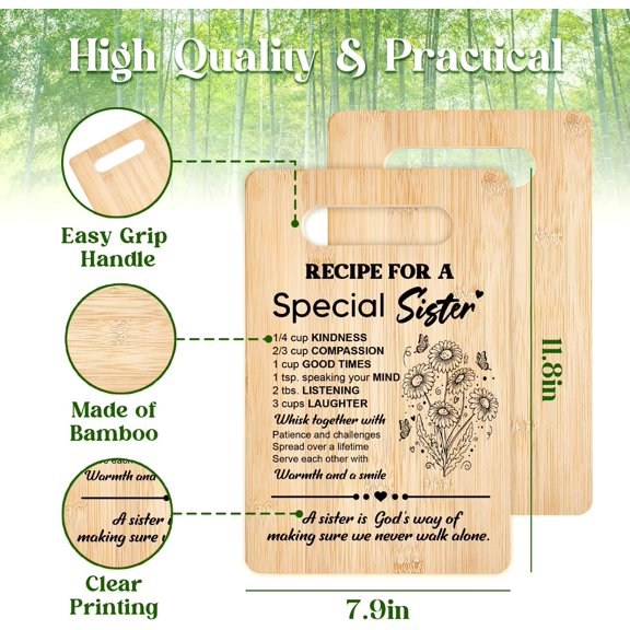 PYAN-Sister Birthday Gifts Bamboo Cutting Board, Recipe for A Special Sister Cutting Board, Soul Sisters Gifts for Women, Chopping Boards for Kitchen Decor -004