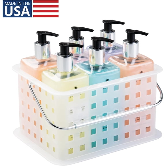 PYAN-Small Shower Caddy with Handle, Portable Shower Organizer for Dorm or Bathroom, Clear Frost