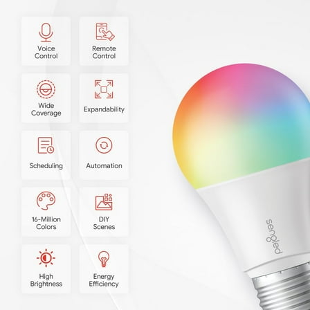 PYAN-Smart LED Color Changing A19 E26 Light Bulb, 60W Equivalent, Works with Alexa, Google Assistant, SmartThings, Hub Required, 800 Lumens, 1 Count