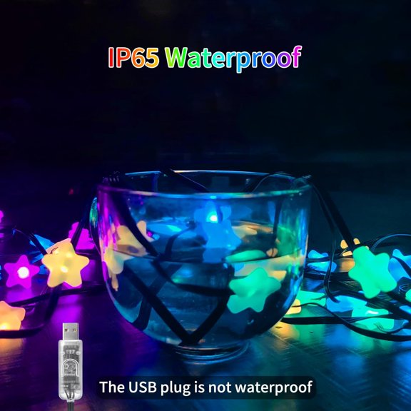 PYAN-Smart Star Fairy Lights, 33FT 66 LED String Light, Tent Lights for Party with App, Music Sync,Group Control String Lights for Bedroom, Party, Wedding, Holiday Decorations (Star)