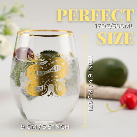 PYAN-Snake Gifts for Women, Snake Lover Gifts for Snake Lovers, Cobra Lovers, Pathon Lovers, 17 Oz Stemless Wine Glass