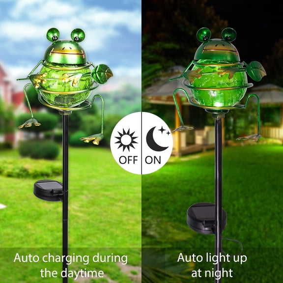 PYAN-Solar Frog Garden Lights Outdoor - Solar Powered Stake Waterproof Pathway Lights for Yard, Garden Path, Landscape Decor - Cute Lawn Ornaments & Unique Gardening Frog Gifts for Mom, Frog Lovers