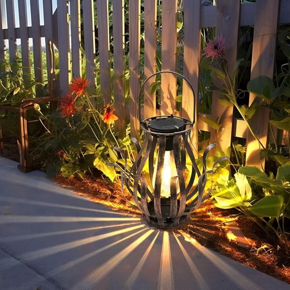 PYAN-Solar Lantern Outdoor Waterproof Metal Hanging Solar Lights for Outside Retro Design with Edison Bulb Outdoor Lanterns Decorative Porch Fench Garden Lawn Decor Gift