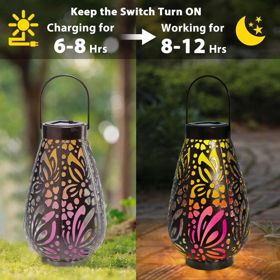 PYAN-Solar Lanterns Outdoor, Hanging Solar Lights Waterproof Decorative Lanterns for Yard, Patio, Lawn, Tabletop, Pathway, Landscape, Garden Decor Gifts