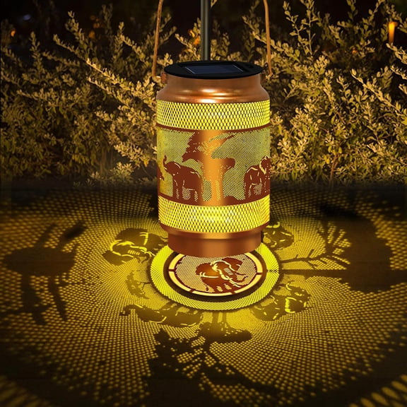 PYAN-Solar Lanterns Outdoor Waterproof,Hanging Solar Lights Elephant Garden Decor, Elephant Decorative Lanterns for Yard Lawn Porch Patio Pathway Tabletop,Christmas Decorations Gift for Woman Grandma