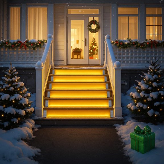 PYAN-Solar Stair Lights Outdoor Waterproof 3000K, Triangle LED Step Lights for Outside, Solar Powered for Steps, Deck, Patio, Yard, Garden, Porch, Pathway, IP65 Outdoor Lighting Decor (Warm White, 12