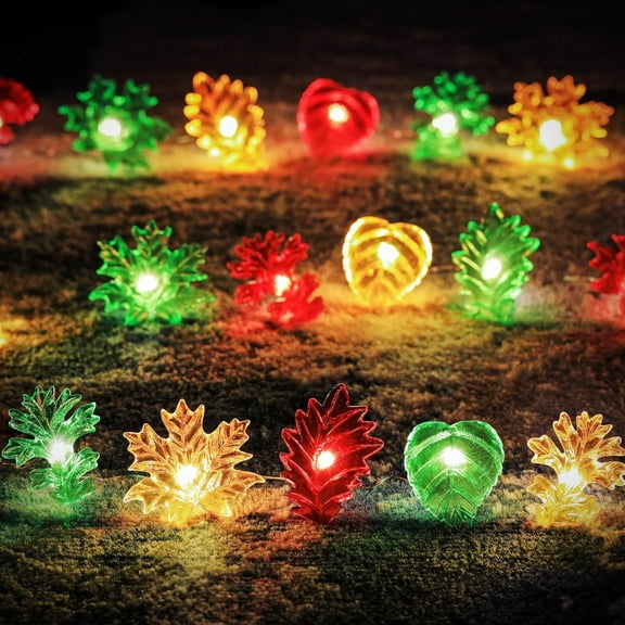 PYAN-Solar String Lights Fall Leaf String Lights Outdoor Garden Decor Light Waterproof Yard Thanksgiving Christmas Fairy Lights 40LED 14ft