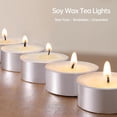 thumbnail image 1 of PYAN-Soy Tea Lights Candles 50 Pack, Unscented White Tealight Candles Bulk-6 Hours Long Burning, Small Mini Tea Light Votive Candles-Burn Clean, Soy Wax Melts Emergency Tea Lights, 1 of 3