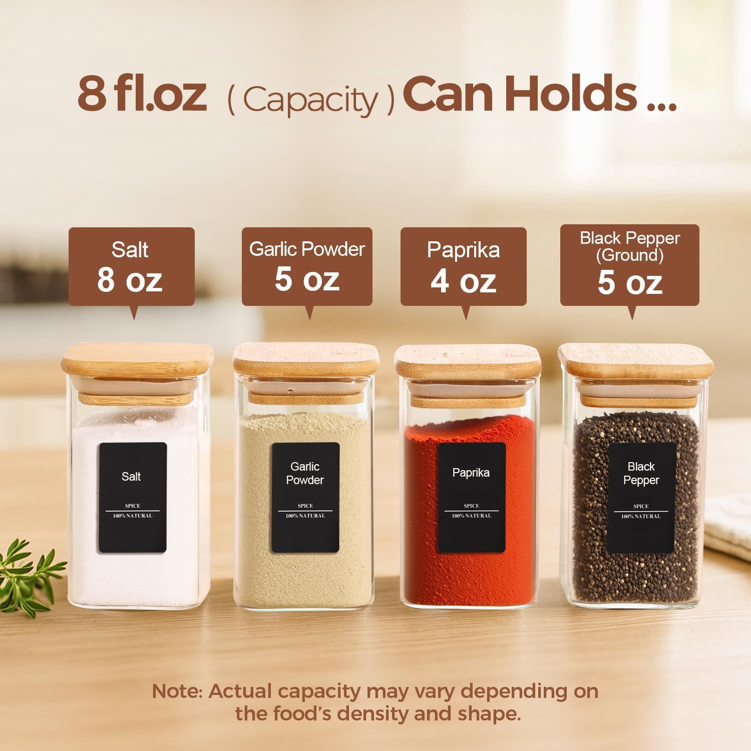 PYAN-Spice Jars with Labels 8 oz 16Pack, Small Spice Containers Starter ...
