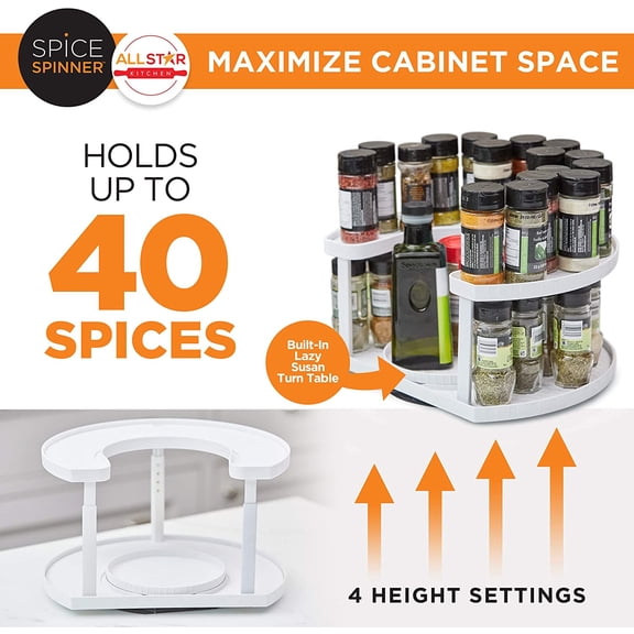 PYAN-Spice Spinner Two-Tiered Spice Organizer & Holder That Saves Space, Keeps Everything Neat, Organized & Within Reach With Dual Spin Turntables