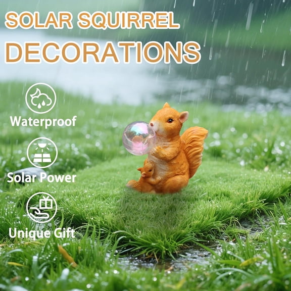 PYAN-Squirrel Garden Decor Outdoor Statue Solar Squirrel Outdoor Light Decorations for Yard with Light Garden Figurines Lawn Ornaments for Patio Mom Gift