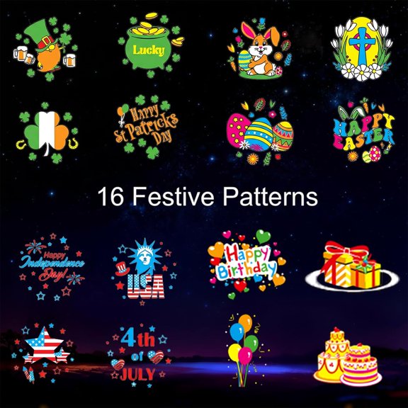 PYAN-St. Patricks Day Projector Lights Outdoor, LED Shamrock Holiday Projector with 4 Film Slides (St Patricks Day, Easter, 4th of July, Birthday), Waterproof Landscape Yard Party Decor Lighting