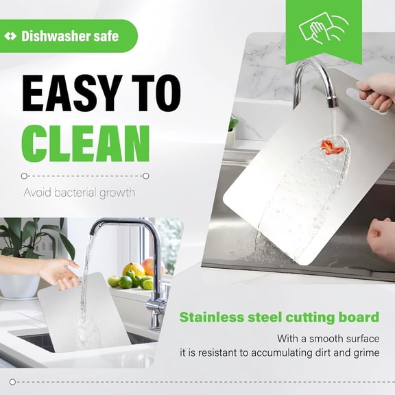 PYAN-Stainless Steel Cutting Board, Double Sided Cutting Boards for Kitchen, SUS 316 Food-Grade Non Toxic Stainless Steel Chopping Board for Meat, Fruit and Vegetable (13.2 x 9.1 in)