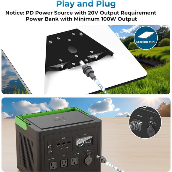 PYAN-Starlink Mini Cable 6.51FT,DC to DC(5521) Power Cable,Star-Link ...