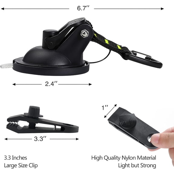 PYAN-Suction Cups Hooks 8 pcs Car Camping Essentials Heavy Duty Tie Down Suction Cup Camper Accessories with Securing Hook Strong Power for Car Awning Boat SUV Tent Trap Window Glass.(Green,8 pcs)