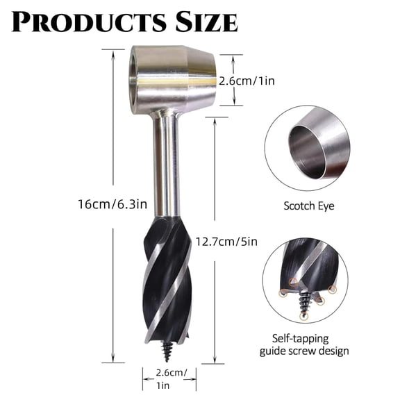 PYAN-Survival Settlers Tool Bushcraft Hand Auger Wrench Scotch Eye Wood Drill Manual Drill Wrench Bushcraft Survival Tool with Leather Pouch and Hook for Outdoor Camping Bushcrafting Backpacking (Bla