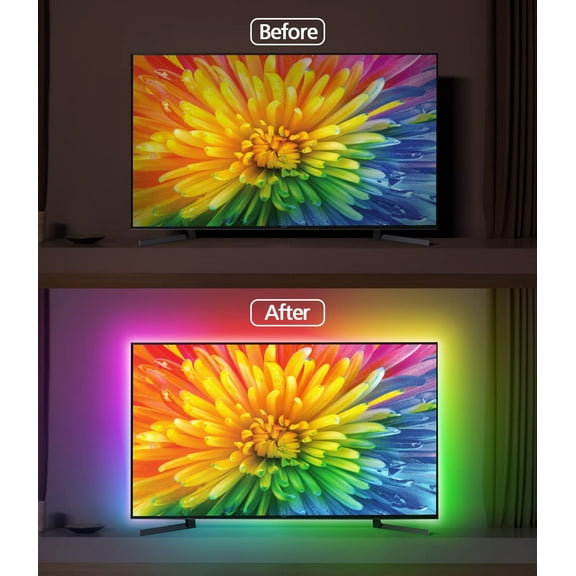 PYAN-TV Led Backlight,13.1ft LED Lights for TV, Led TV Lights for 40-65 inch TV/Monitor, ICRGB USB Led Strip Lights for TV, LED Strip Lights Sync with Music, Bluetooth APP Control with Remote