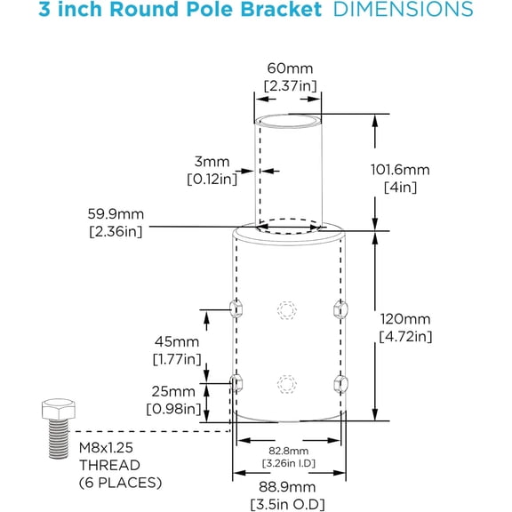 PYAN-Tenon Adapter for 3 inch Round Pole Vertical Bracket Adapter with Slip Fitter Mount (2 3/8inch) Mounting Bracket Accessories for Outdoor Shoebox Lighting Street Light Parking Lot Light