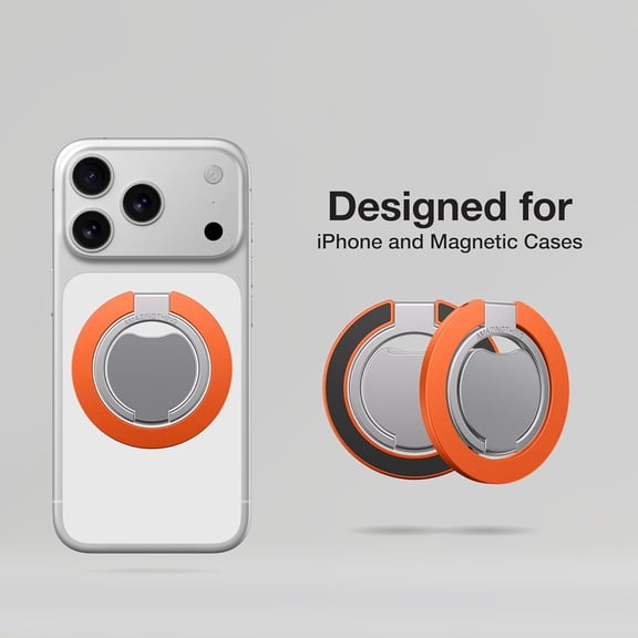 PYAN-[Titan PRO MagFlex Grip Removable Phone Grip & Kickstand, Dual-Magnetic Mount, MagSafe-Compatible for iPhone 17/16/15/14/13/12 and MagSafe Cases Orange