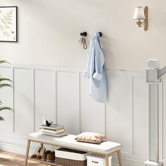 PYAN-Towel Hooks for Bathroom, Stainless Steel Coat Robe Hooks, Bathroom Hand Towel Hanger for Wall, Matte Black, 2 Pack