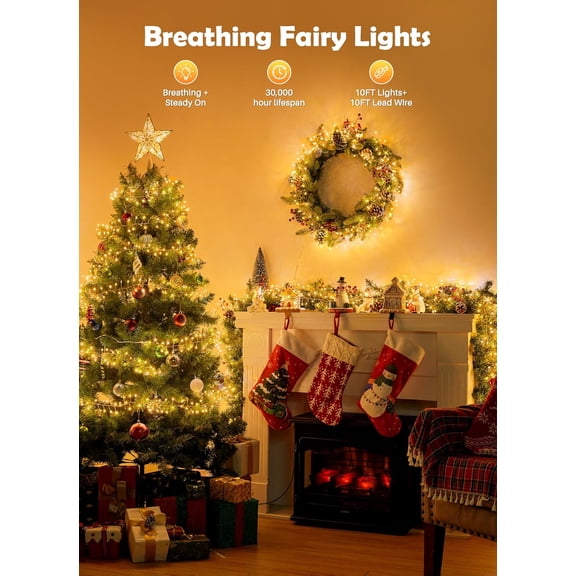 PYAN-Twinkle Fairy Lights Plug in,200LED Cluster String Lights - Copper Wire Waterproof Christmas Tree Lights for Bedroom Indoor Outdoor, Party Garden Patio Decor