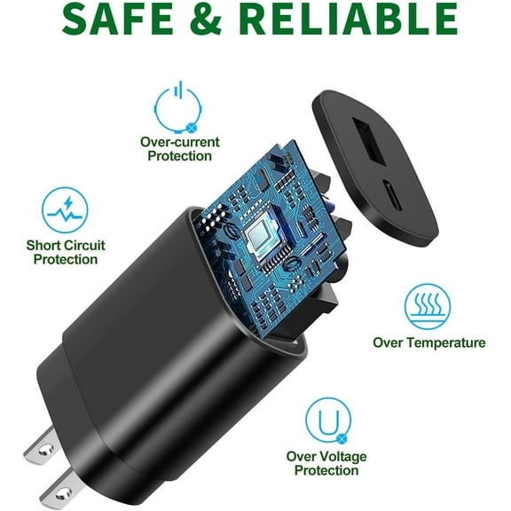 PYAN-Type C Charger Fast Charging, 25W Dual Port USB-C Power Adapter, USB Wall Charger Compatible with Samsung Galaxy S21 S20 S22 S10 S6 S7 S8 S9 / Edge/Plus/Active, Note 5 8, Note 9, Note 10, LG etc