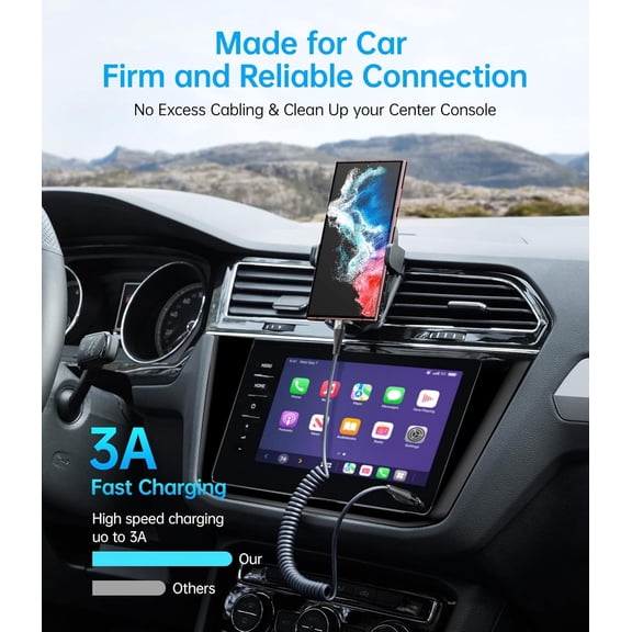 PYAN-USB C to C Cable 3FT for Car, Coiled USB C Cable Fast Charging for iPhone 16, Short USB Type C Cable for iPhone 17/16/15/Pro Max/Plus/Samsung Galaxy S23, Compatible All Type C Devices-Black