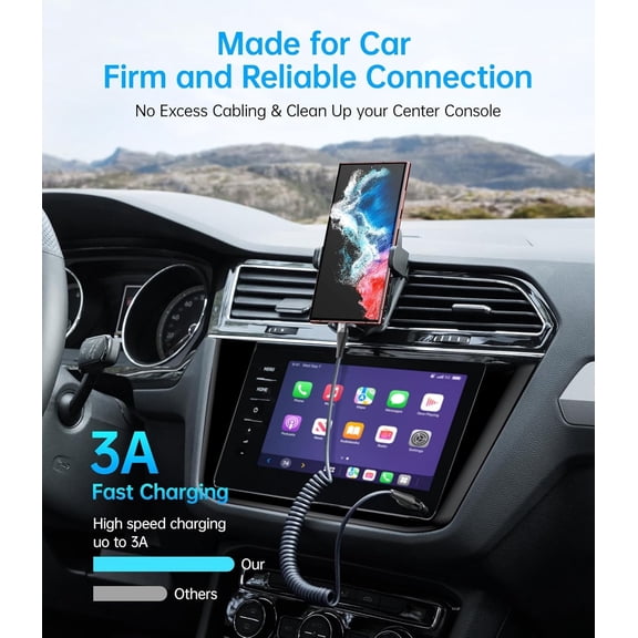 PYAN-USB C Cable Fast Charging, 2Pack 3ft Coiled USB A to USB C Charge Cable for Car, USB-C Charging Cord Compatible with iPhone 17/16/15/Pro Max/Plus/Samsung Galaxy S20 S10 and More Type C Devices-B