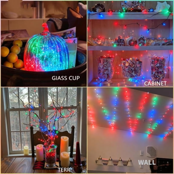 PYAN-USB Fairy Lights Plug in, 33 Feet 100 LED Twinkle String Lights with Remote and Timer, Waterproof 8 Modes for Bedroom Indoor Wreath DIY Party Wedding Christmas Holiday Decoration(2 Pack Multicol