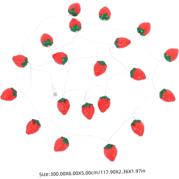 PYAN-USB Strawberry String Lights Decorative Wire Lights for Bedroom Whimsical Atmosphere Lamp for Holidays Weddings