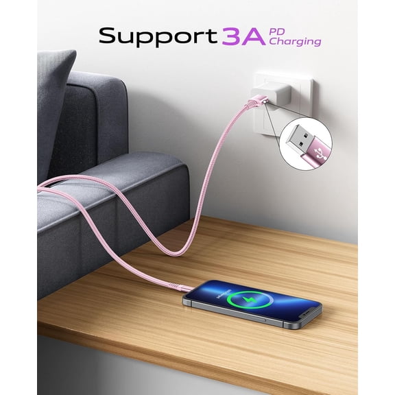 PYAN-USB to USB C Cable 10FT, 2Pack USB C Cable Fast Charging, Upgraded Extra Durable Braided USB A to USB C Charger Cord Compatible with iPhone 17 16 15 Pro Max/Plus,Samsung Galaxy S10, LG and More-