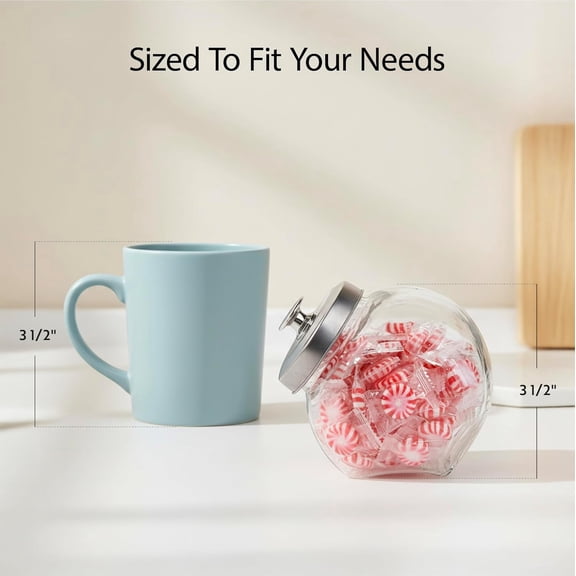 PYAN-Vetri 0.3 Gallon Penny Jar 1 Durable Candy Jar - With Wide Spout Chrome Lid Clear Glass Cookie Jars For Kitchen Counter Dishwashable