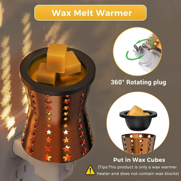 PYAN-Wax Melt Warmer, Plug in Wax Warmer for Scented Wax, 360 Rotating Plug in Fragrance Night Light for Home Fragrance Bedroom Home Decor