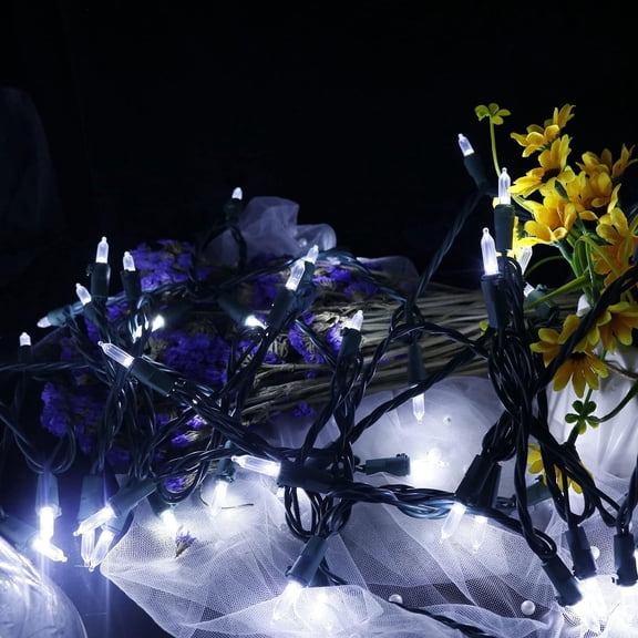 PYAN-White Christmas LED Lights - 100 Count Cool White Holiday String Lights for Tree, Party, Wedding, Indoor and Outdoor Use, 33 Feet Green Wire, UL Certified, Connectable